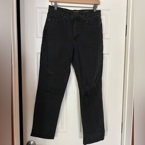 Banana Republic Women’s Black Straight Jeans High Rise Size 27 Rigid Denim